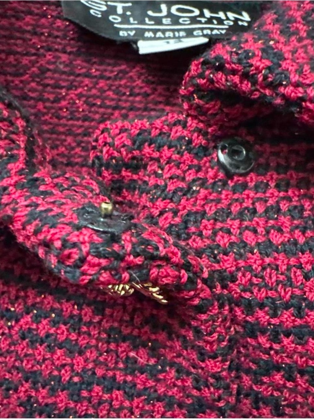 St. John Raspberry-Red Tweed Collar Jacket - Picture 5 of 7